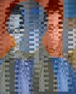 Ritratto di una giovane musicista - olio su collage di tessuti - 2018